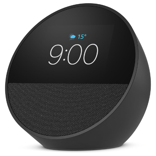 Novo Echo Spot com Alexa (2024) | Despertador inteligente com som vibrante | Cor Preta