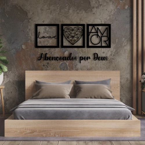 Kit Quadros Decorativos Frase Abençoados por Deus